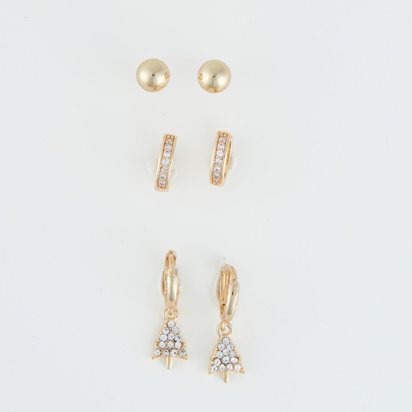 Holiday Gold Christmas Tree Earring Trio