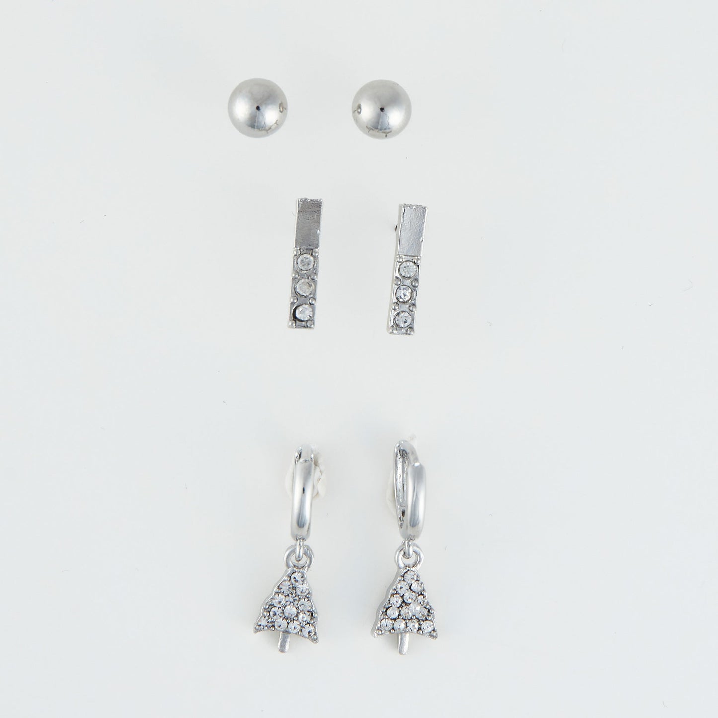 Holiday Silver Christmas Tree Earring Trio