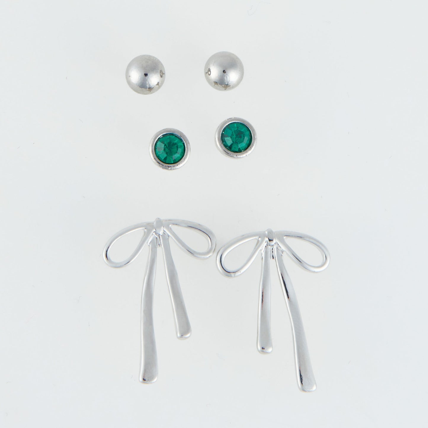 Holiday Silver Bow Earring Trio