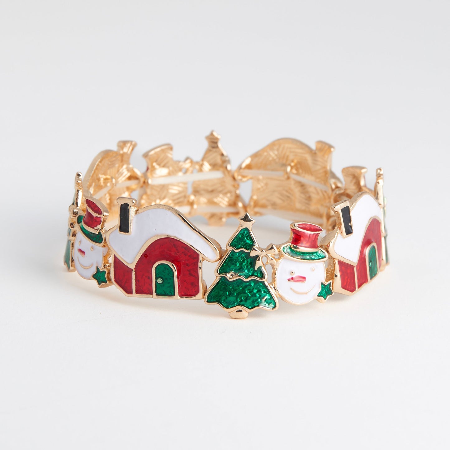 Enamel Snowman Holiday Stretch Bracelet