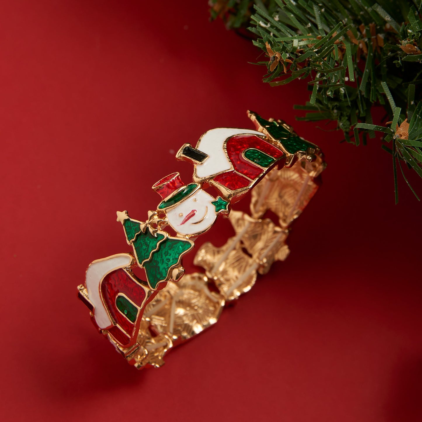 Enamel Snowman Holiday Stretch Bracelet