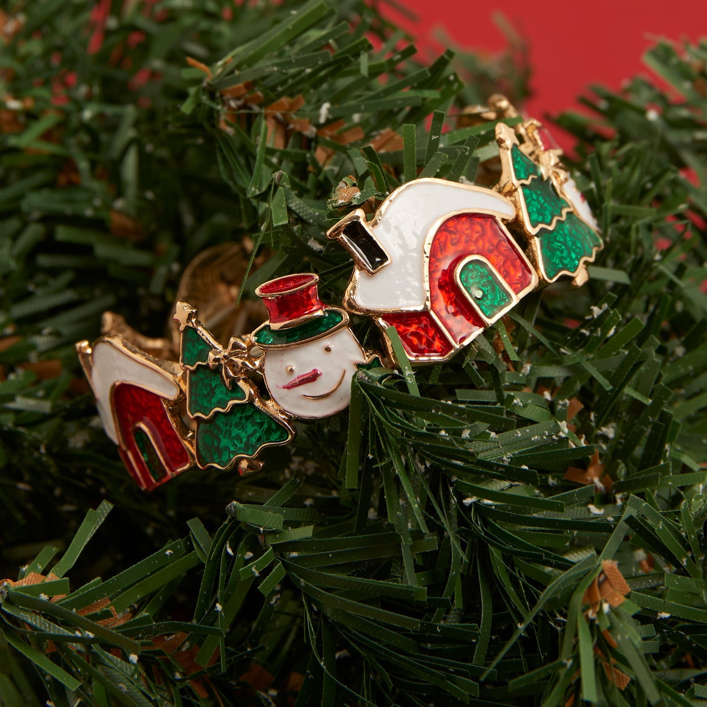 Enamel Snowman Holiday Stretch Bracelet