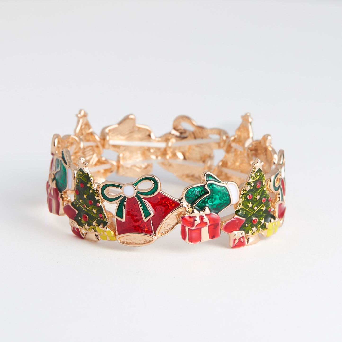 Enamel Christmas Tree Holiday Stretch Bracelet