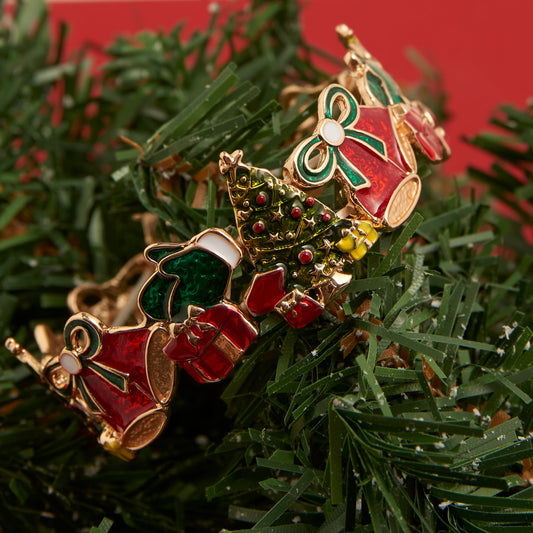 Enamel Christmas Tree Holiday Stretch Bracelet