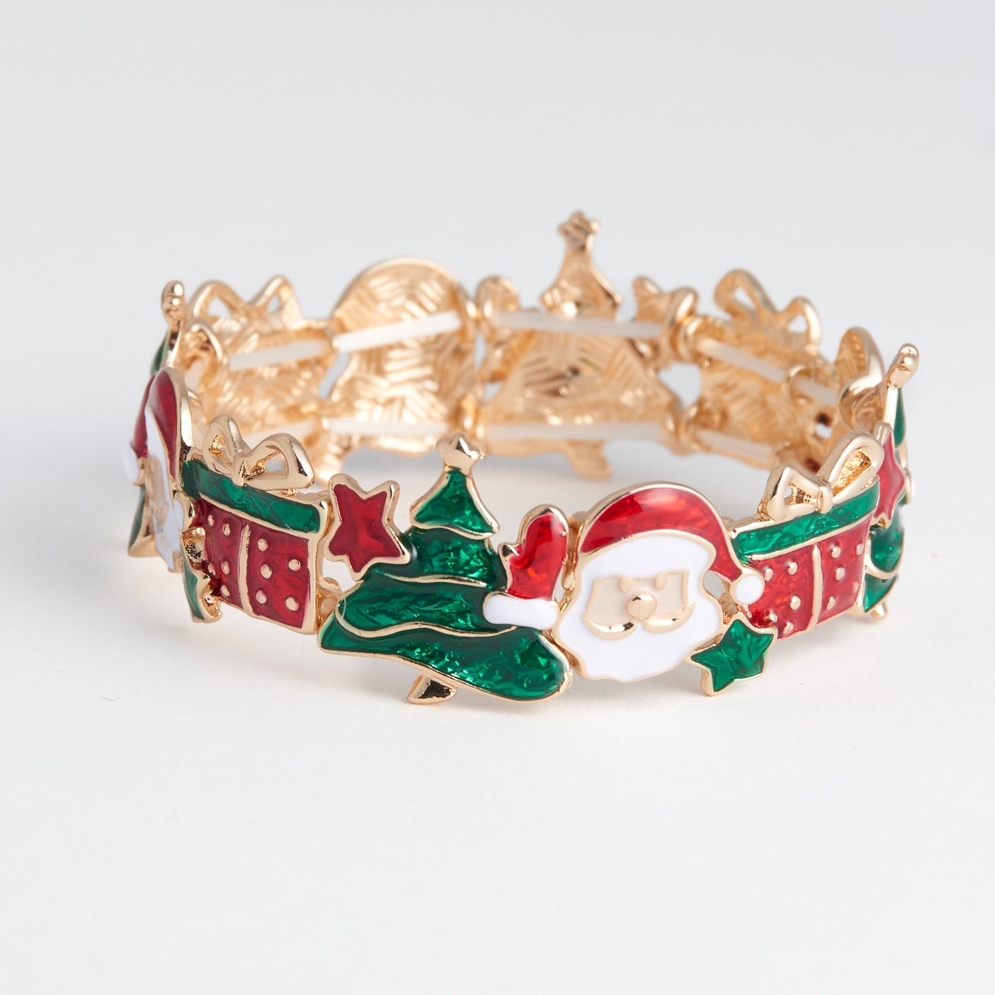 Enamel Santa Holiday Stretch Bracelet