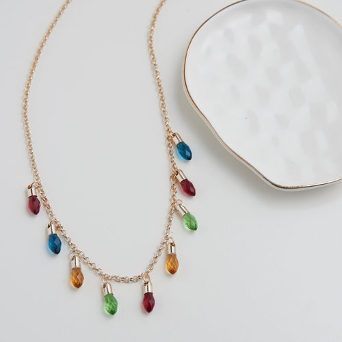 Holiday Multi Row Christmas Lights Necklace