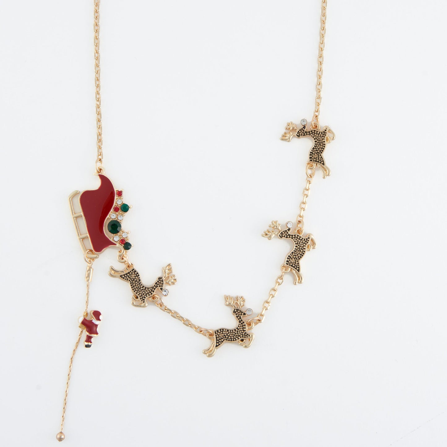 Holiday Reindeer and Sleigh Necklace