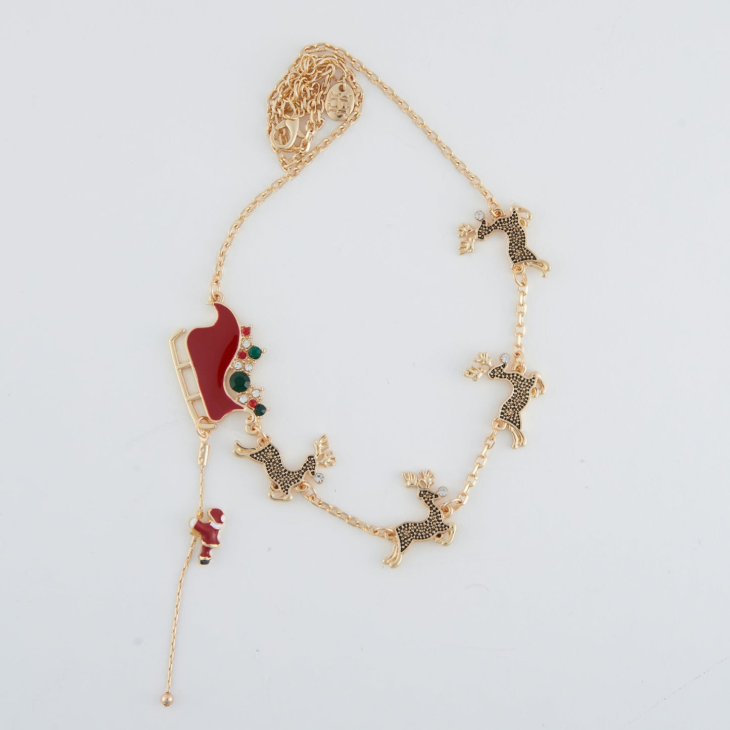 Holiday Reindeer and Sleigh Necklace