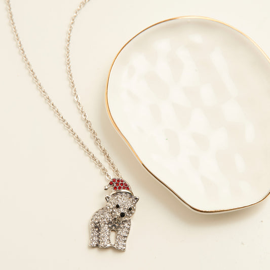 Holiday Polar Bear Pendant  Necklace