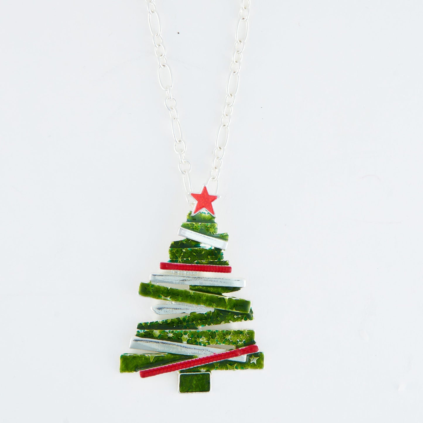 Enamel Christmas Tree Pendant Necklace