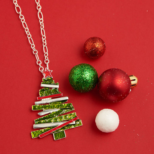Enamel Christmas Tree Pendant Necklace