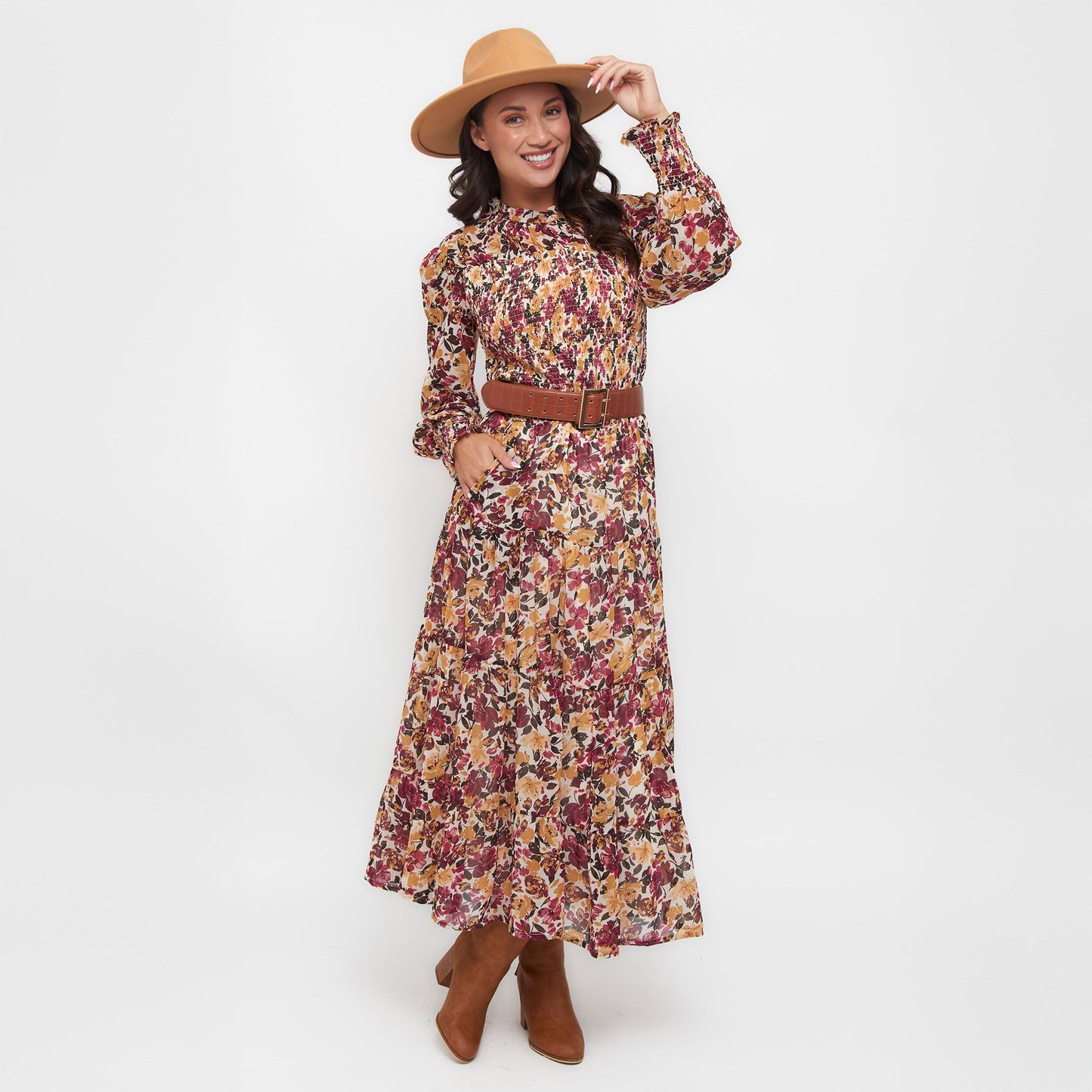Hazel Smocked Long Sleeve Blouse