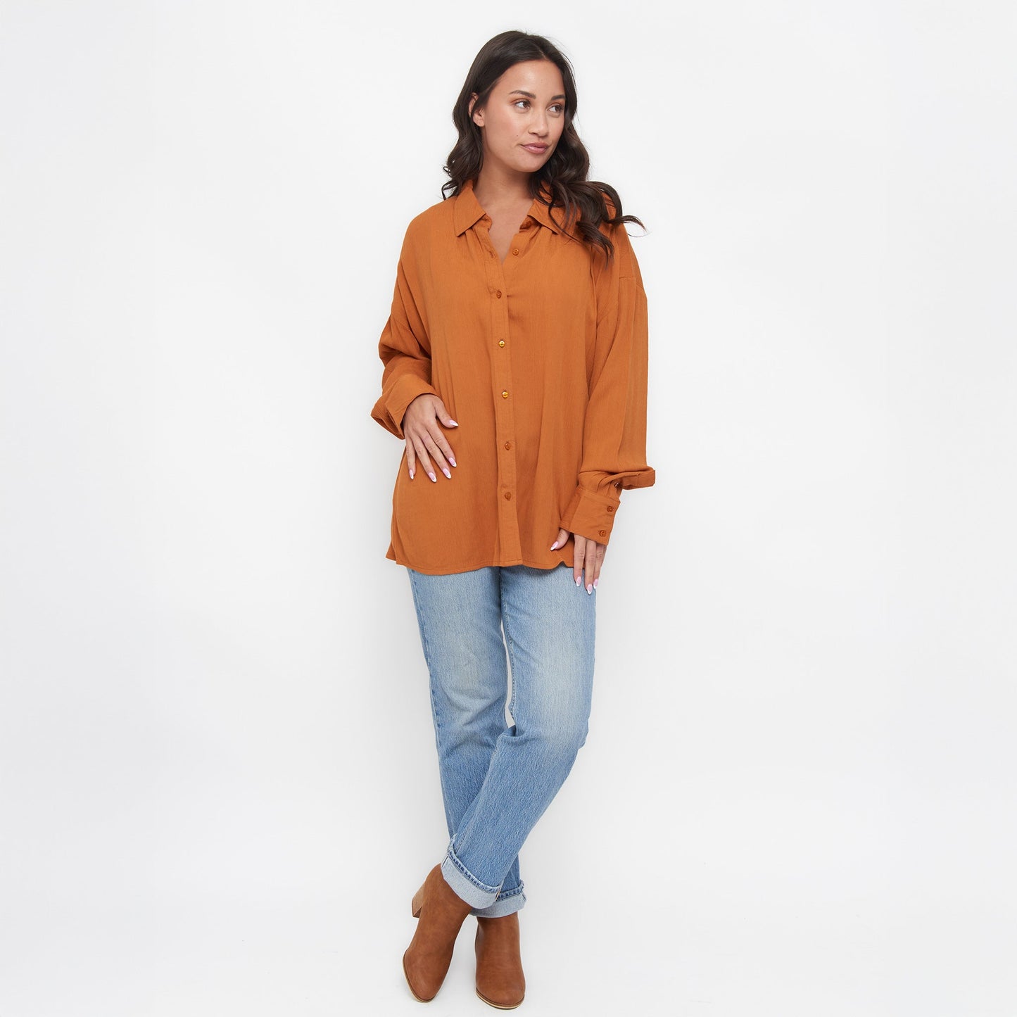 Reece Boyfriend Button Up Top