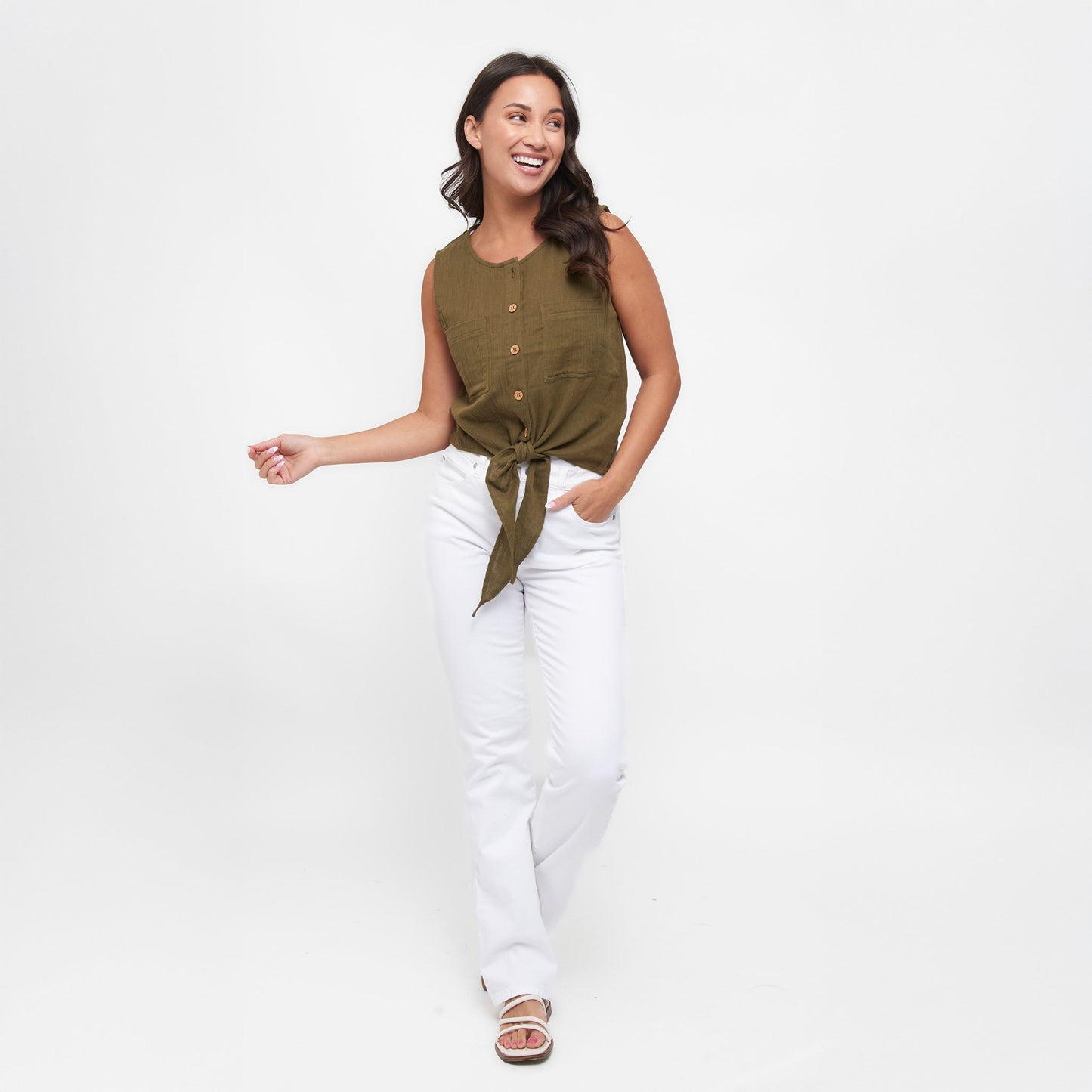 Jasmine Gauze Button Up Tank