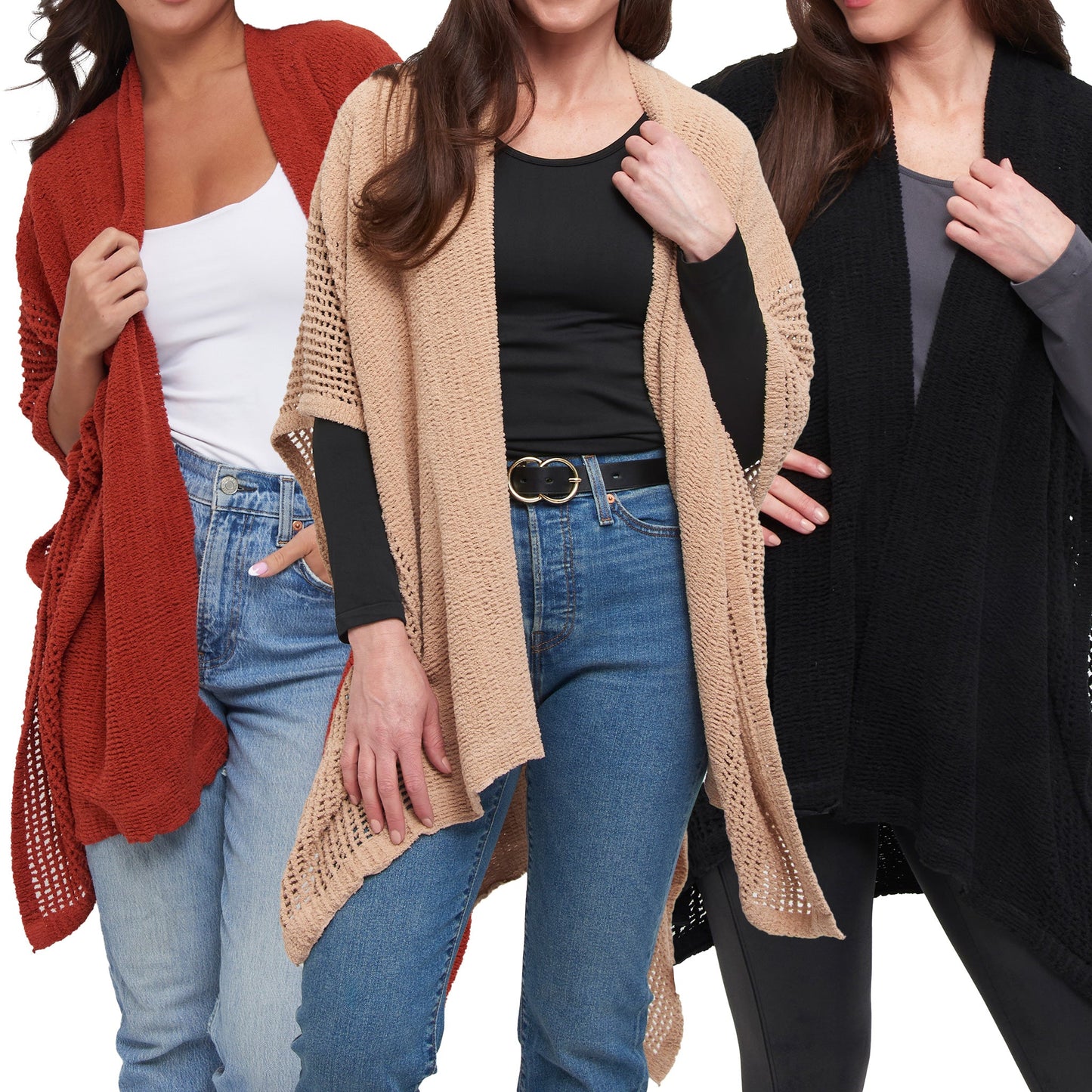 6 Piece Presley Open Sweater Knit Wrap Assortment