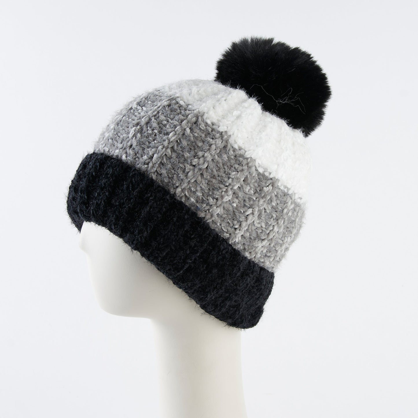 Jemmi Chenille Striped Pom Beanie