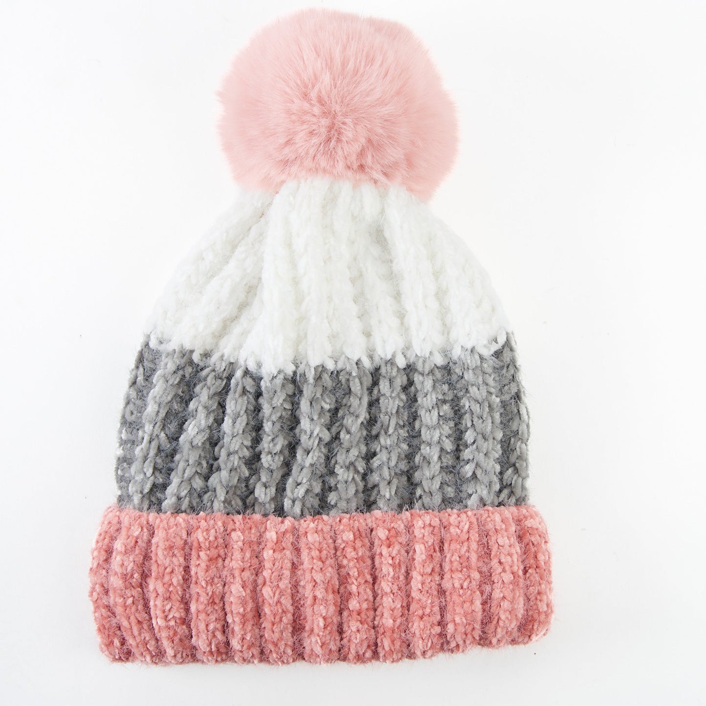 Jemmi Chenille Striped Pom Beanie