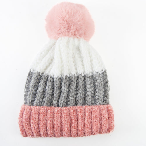 Jemmi Chenille Striped Pom Beanie
