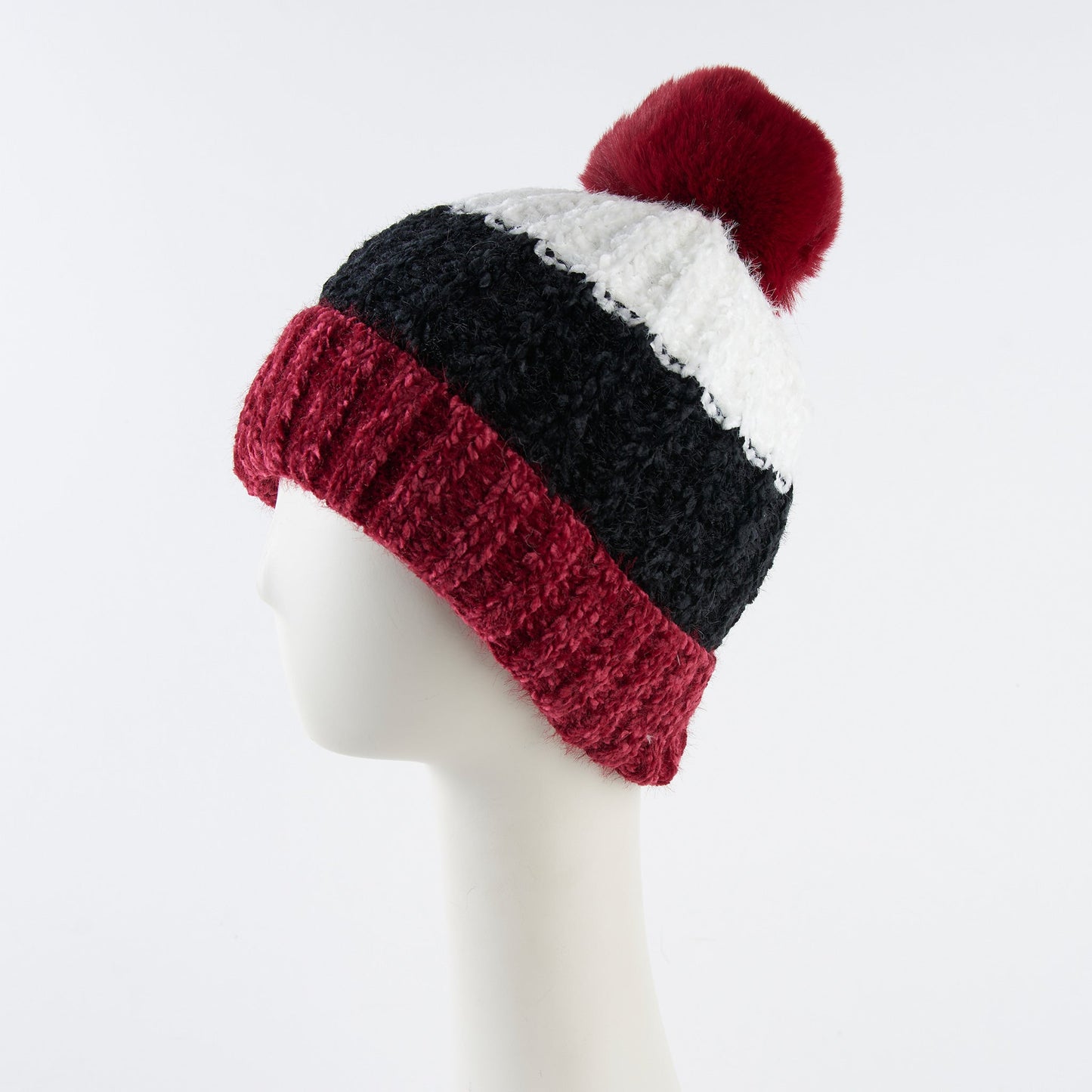 Jemmi Chenille Striped Pom Beanie