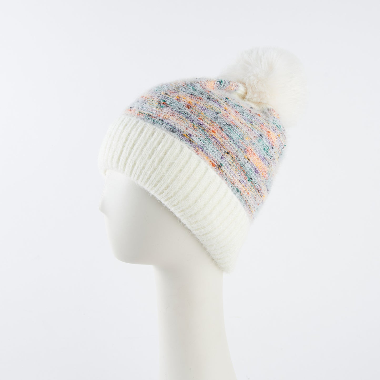 Kirry Knit Flecked Pom Beanie