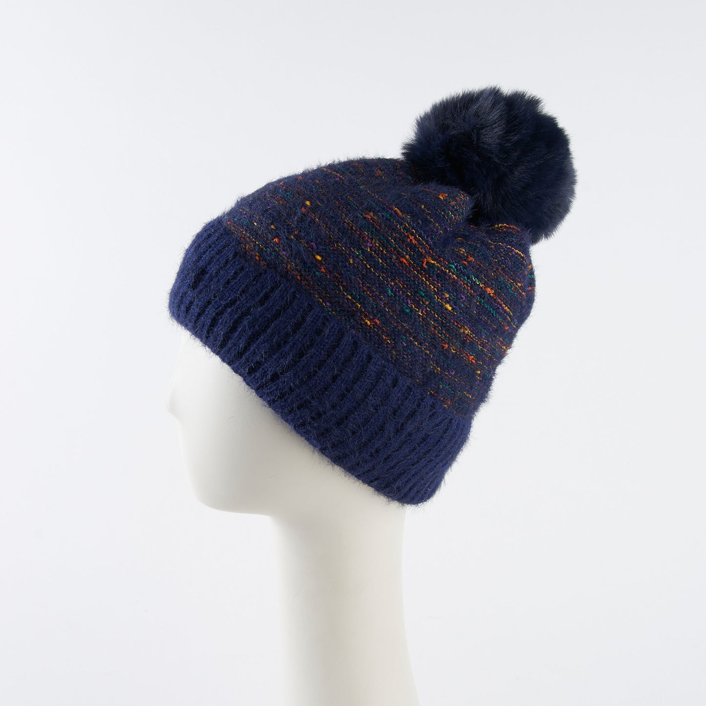Kirry Knit Flecked Pom Beanie