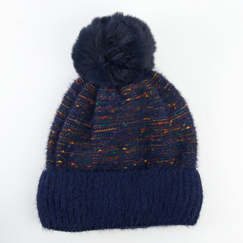 Kirry Knit Flecked Pom Beanie