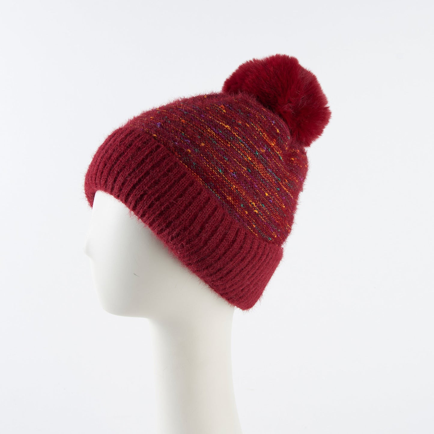 Kirry Knit Flecked Pom Beanie