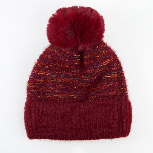 Kirry Knit Flecked Pom Beanie