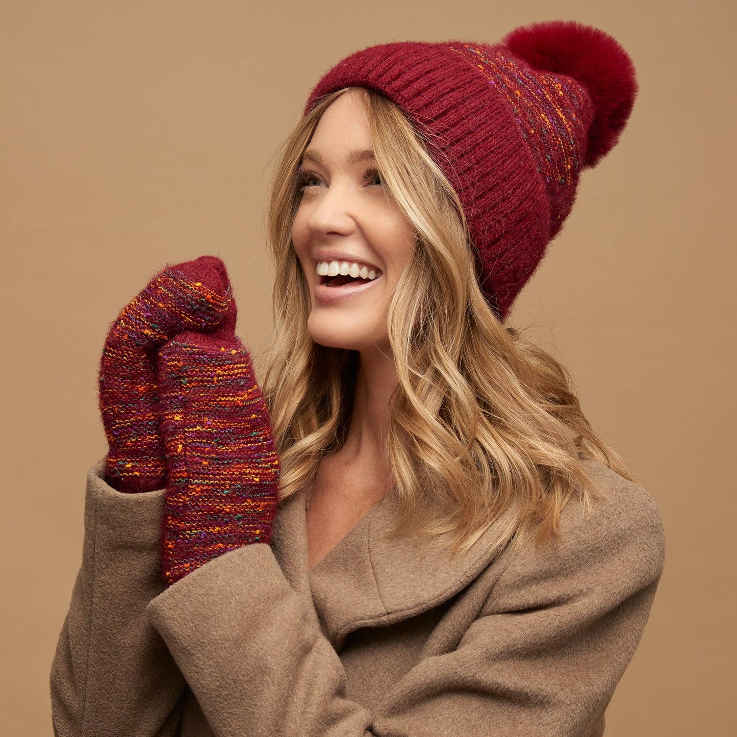 Kirry Knit Flecked Mittens