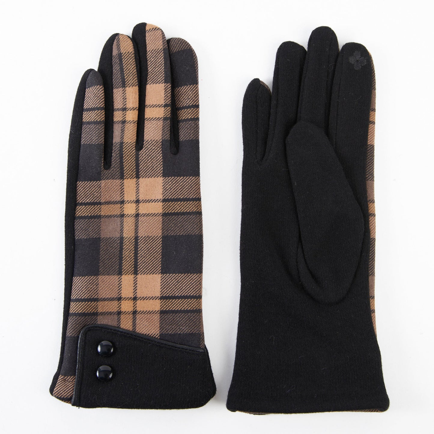 Maisy Plaid Button Cuff Gloves
