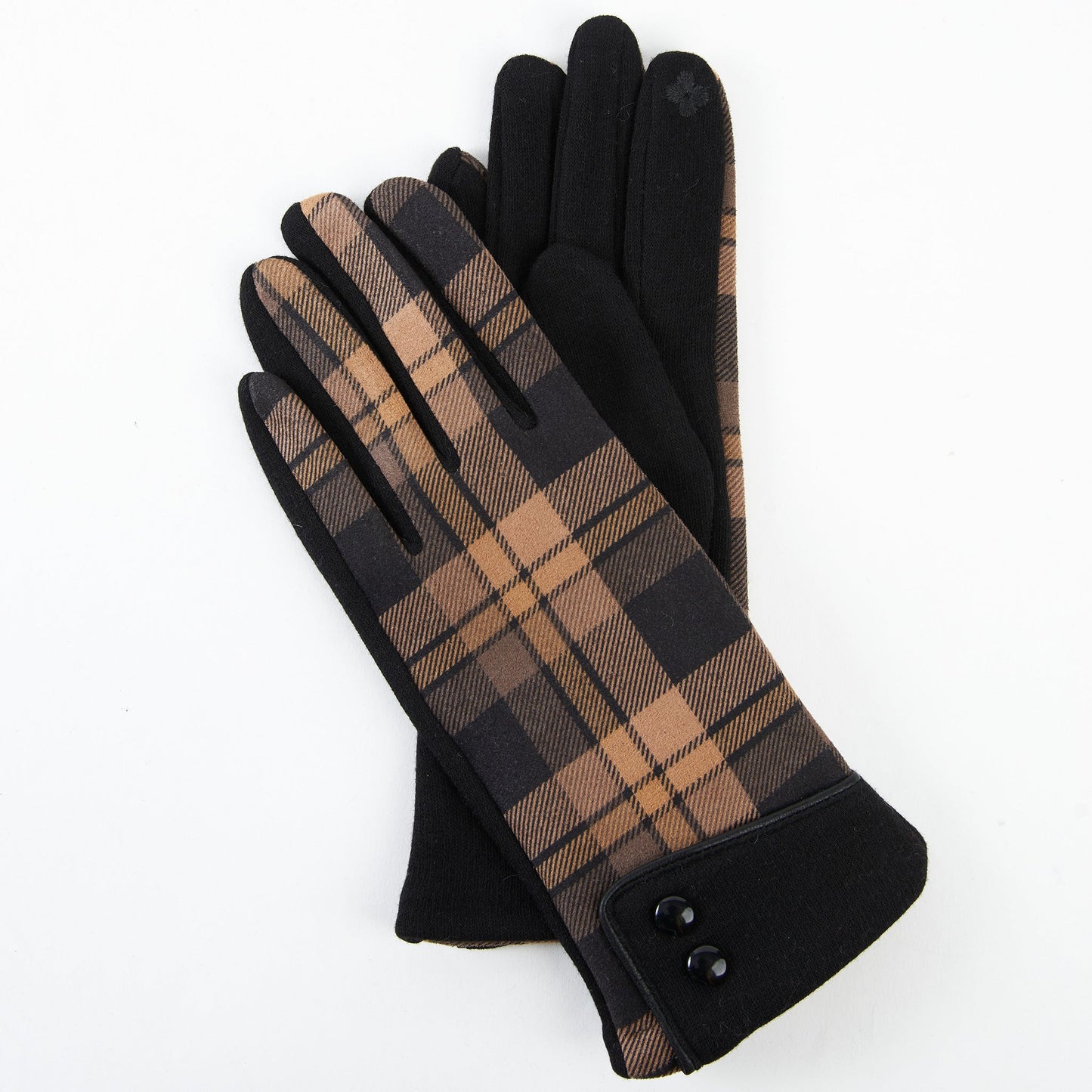 Maisy Plaid Button Cuff Gloves