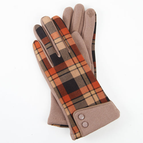 Maisy Plaid Button Cuff Gloves