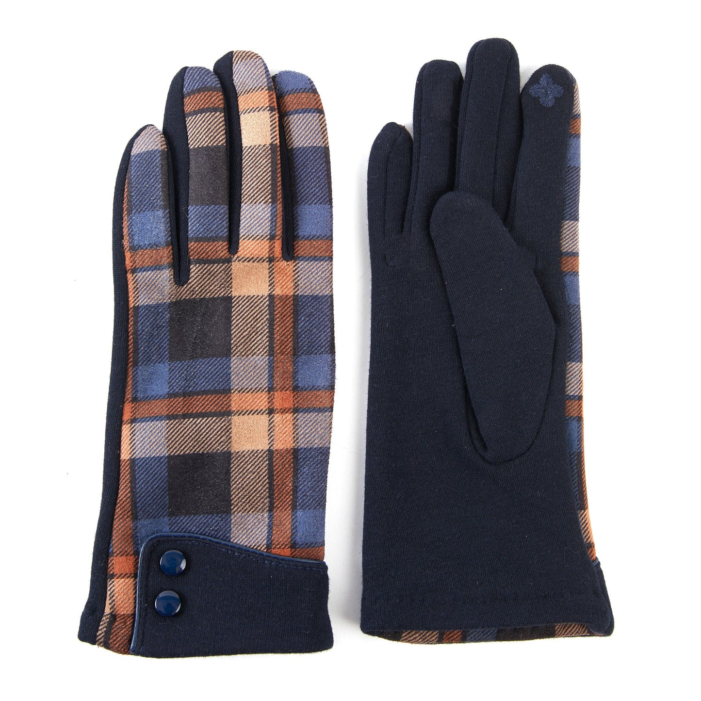 Maisy Plaid Button Cuff Gloves