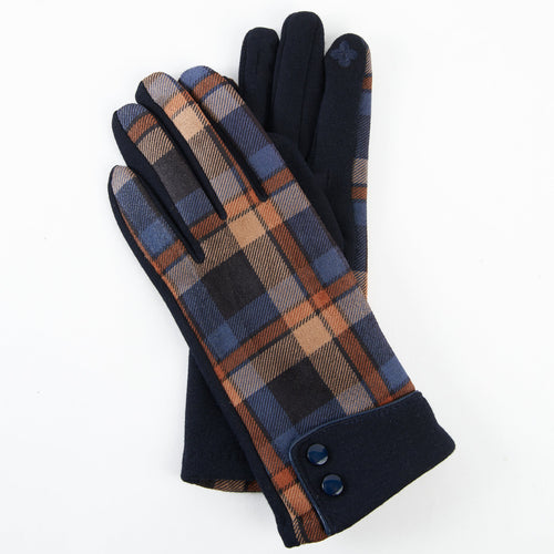 Maisy Plaid Button Cuff Gloves