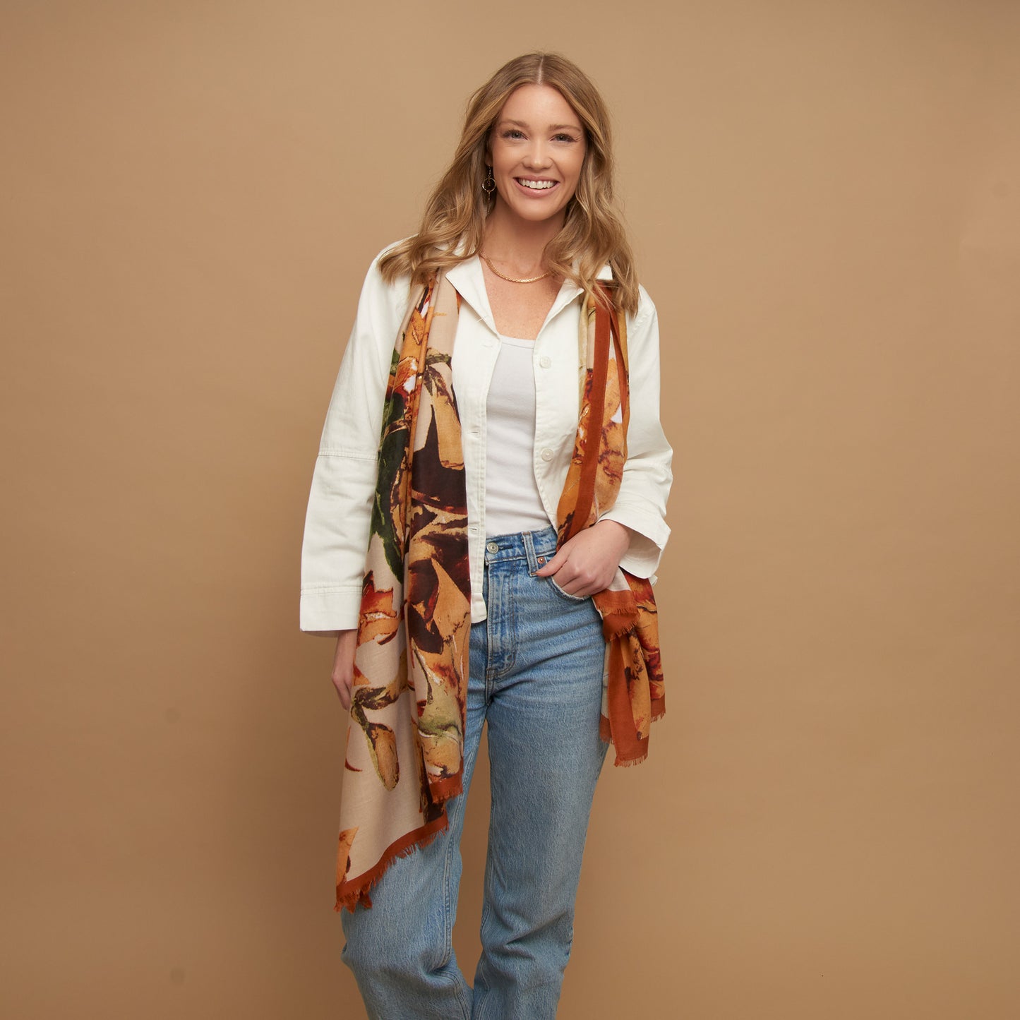 Alana Abstract Illustrated Floral Lightweight Scarf