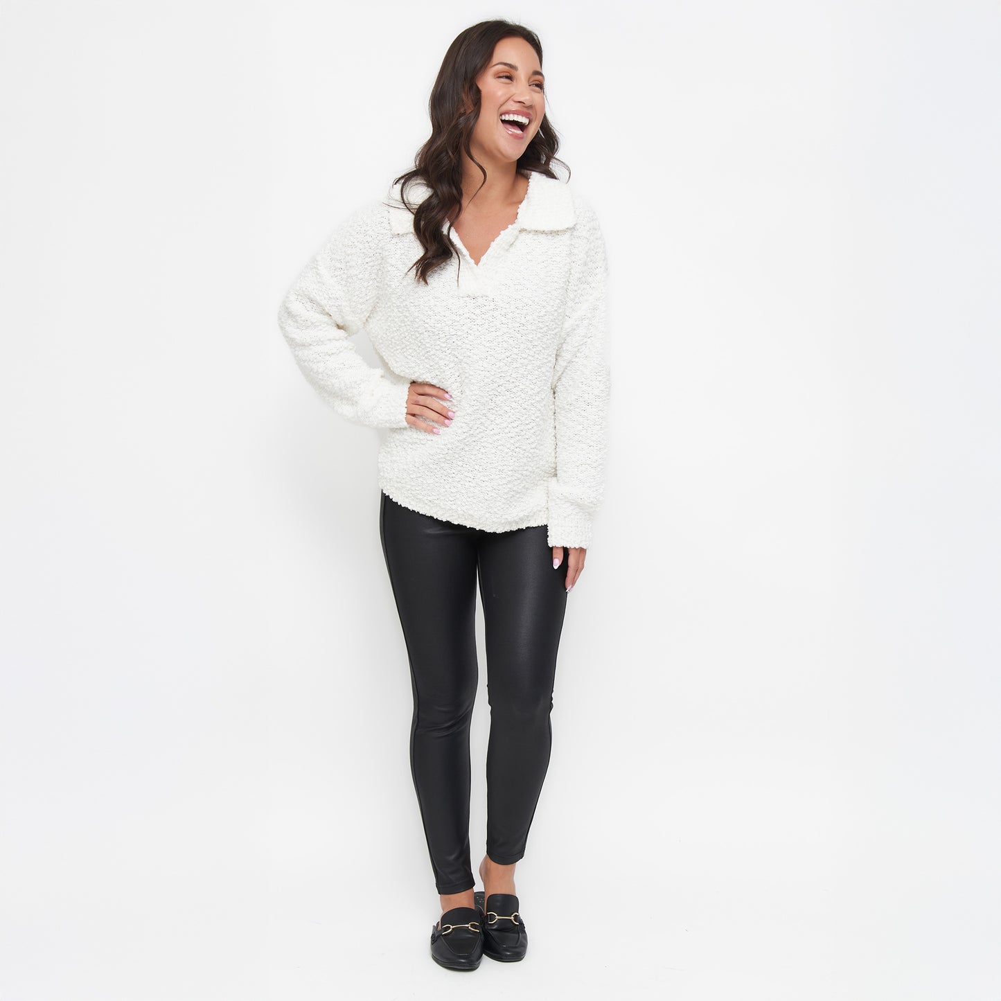 Tylie Teddy Bear Knit Polo Sweater