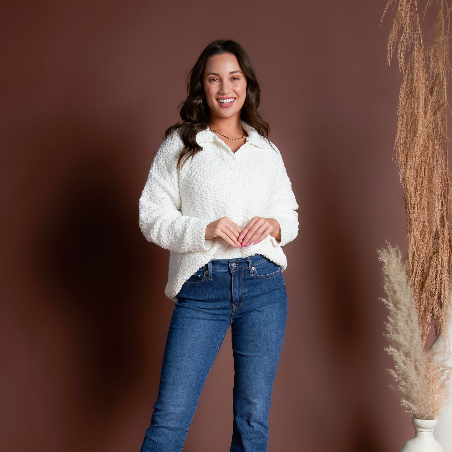 Tylie Teddy Bear Knit Polo Sweater
