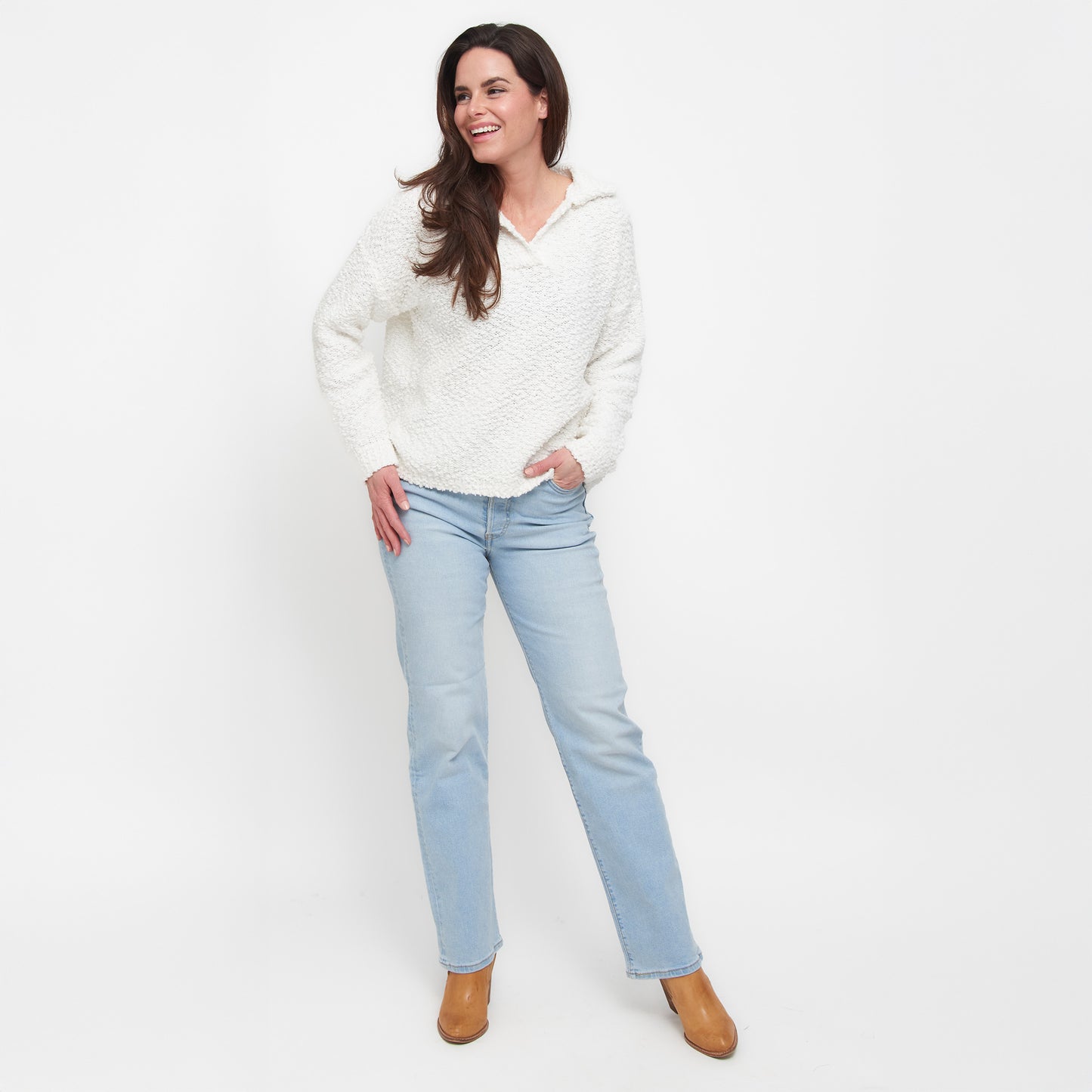 Tylie Teddy Bear Knit Polo Sweater