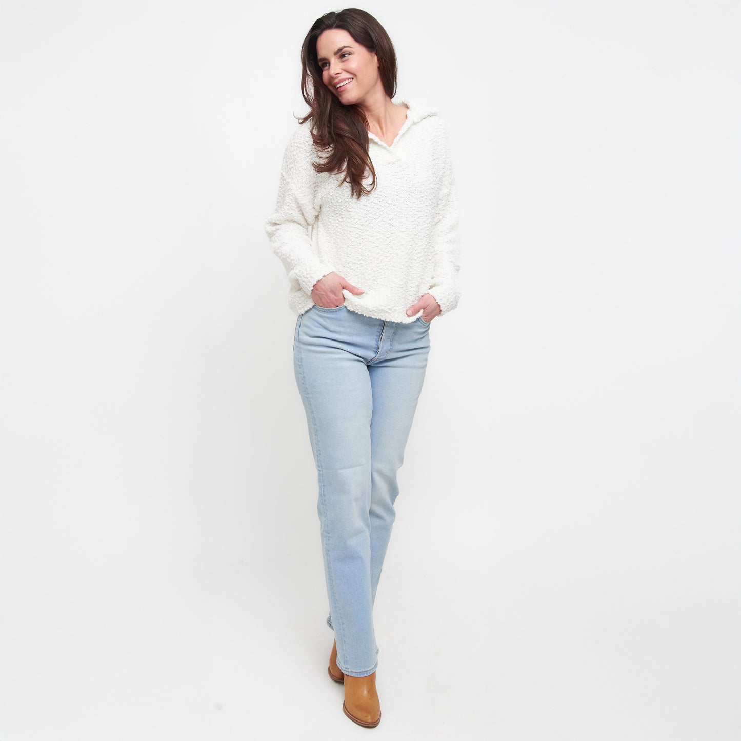 Tylie Teddy Bear Knit Polo Sweater