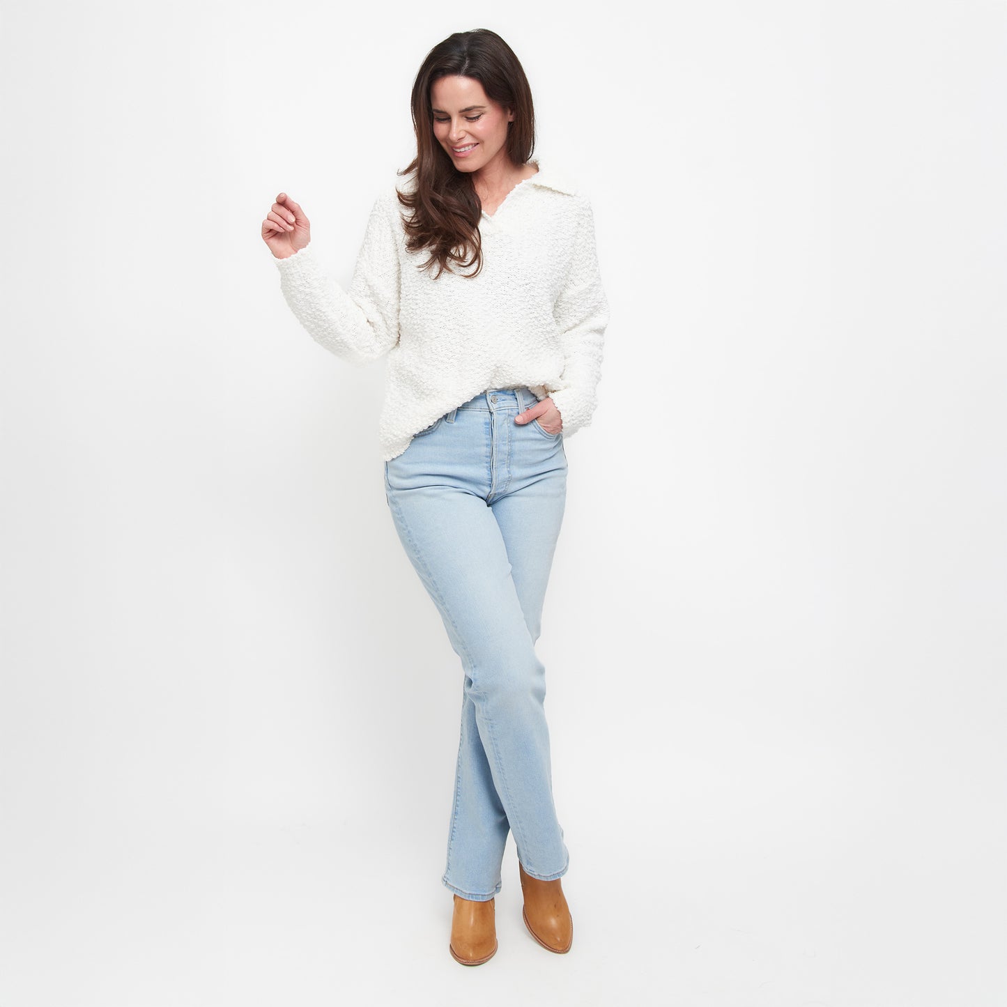 Tylie Teddy Bear Knit Polo Sweater