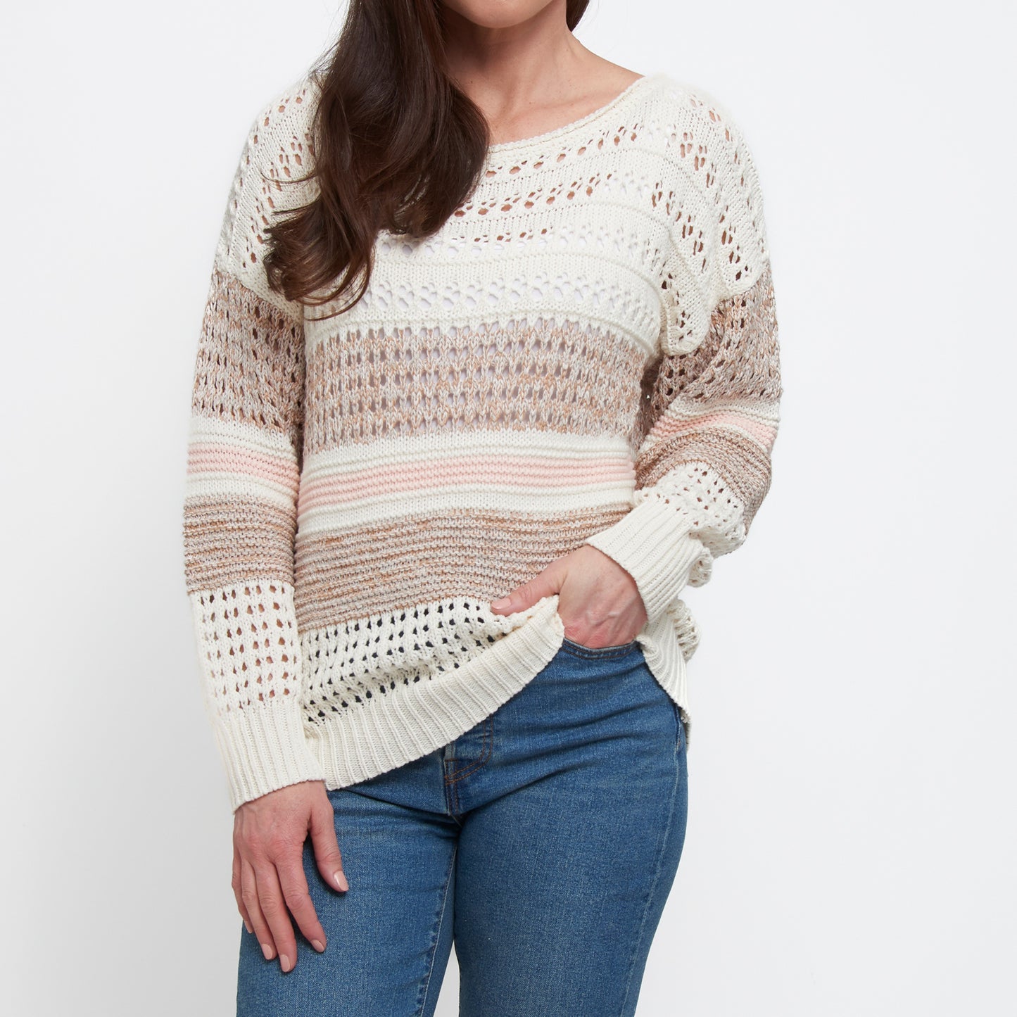 Opal Color Block Crochet Sweater
