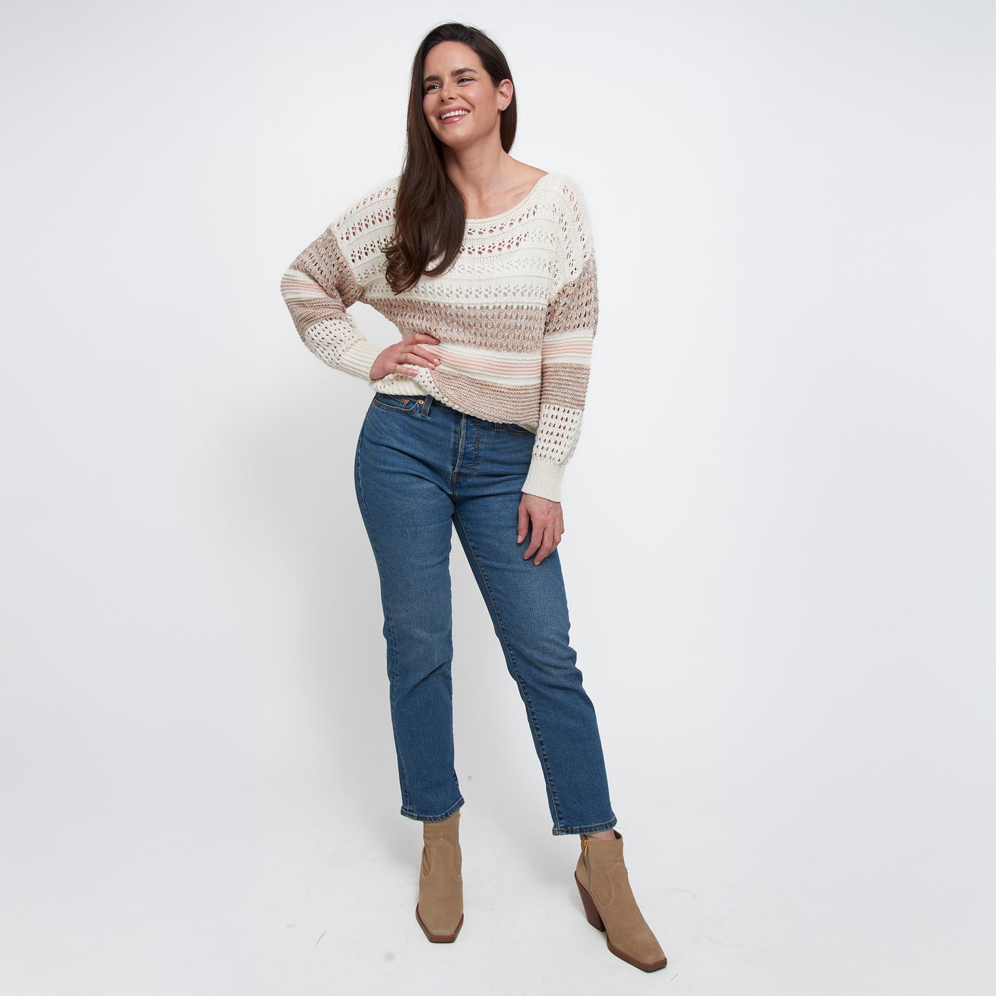 Opal Color Block Crochet Sweater