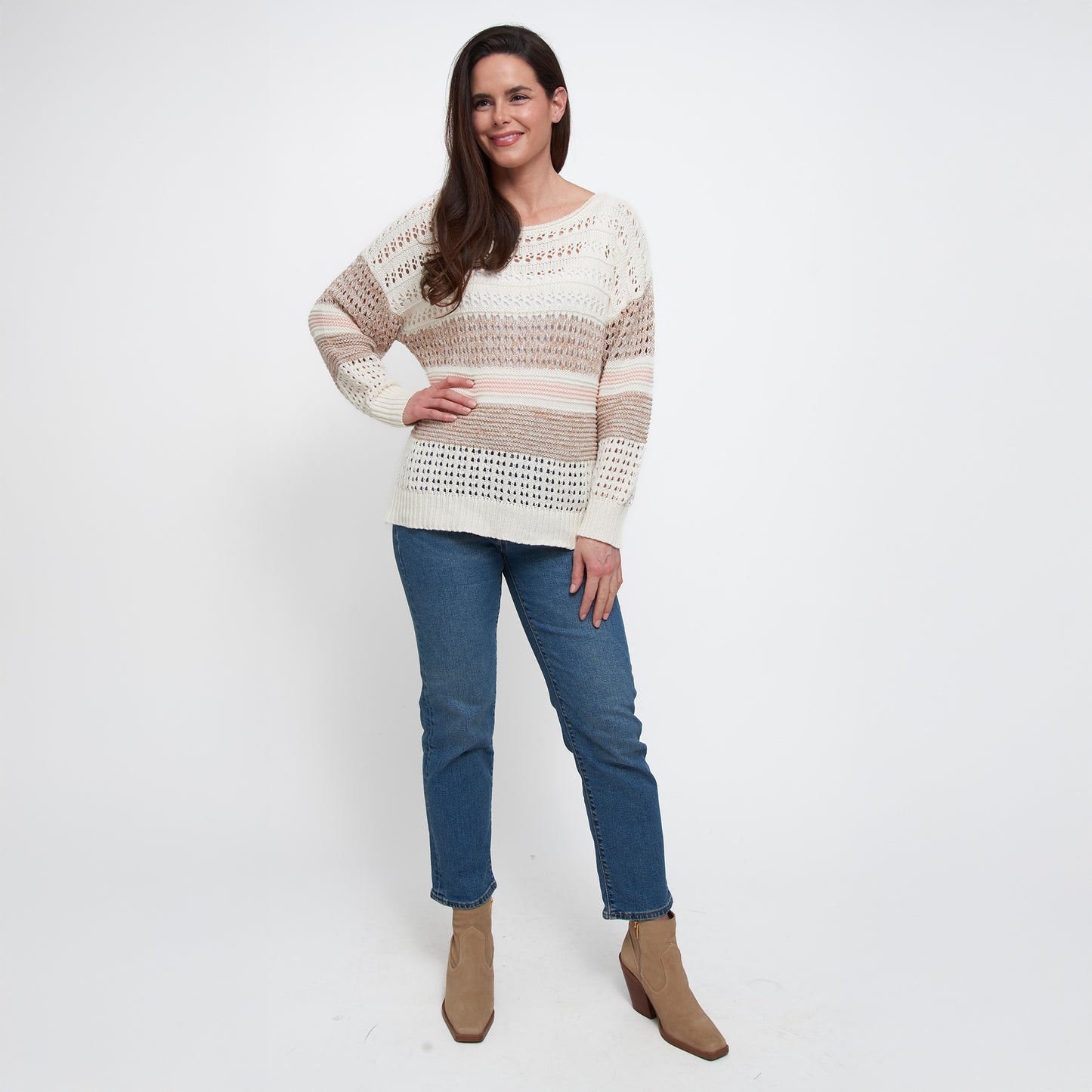 Opal Color Block Crochet Sweater