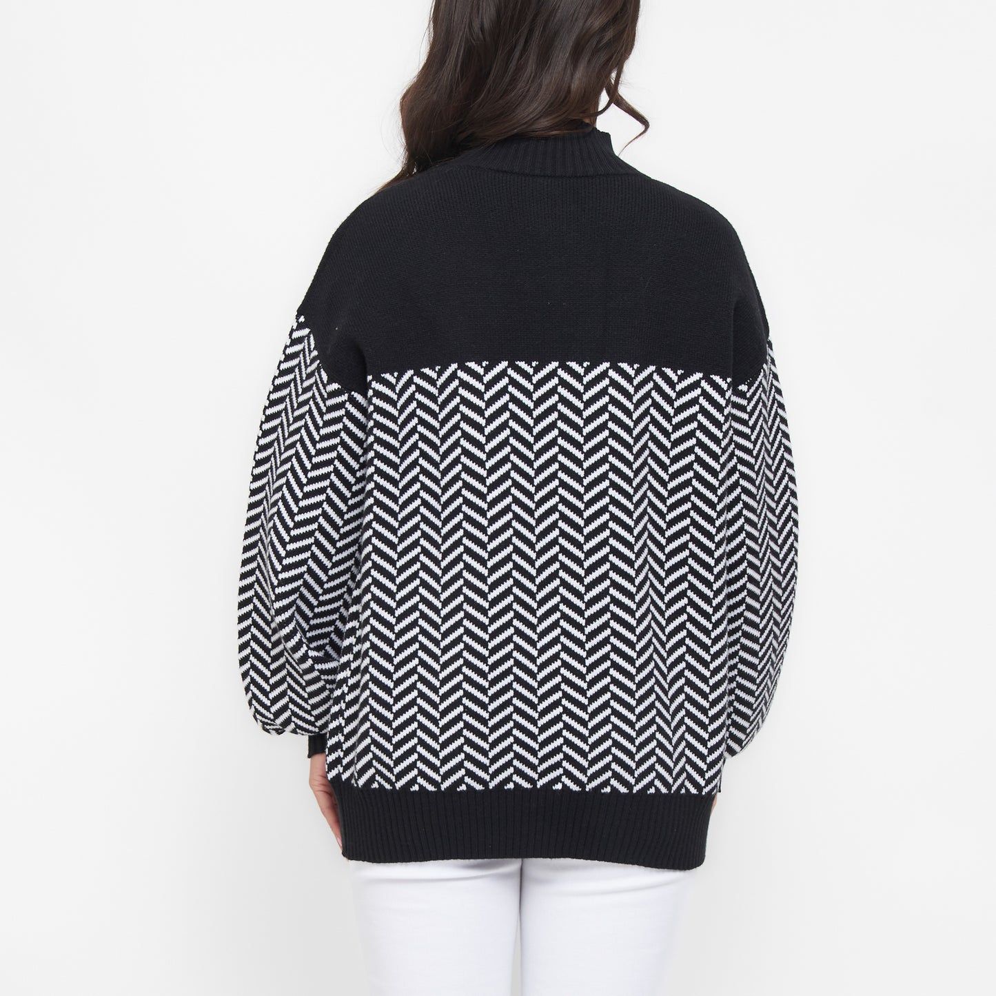 Skyler Herringbone Knit Mock Neck Sweater