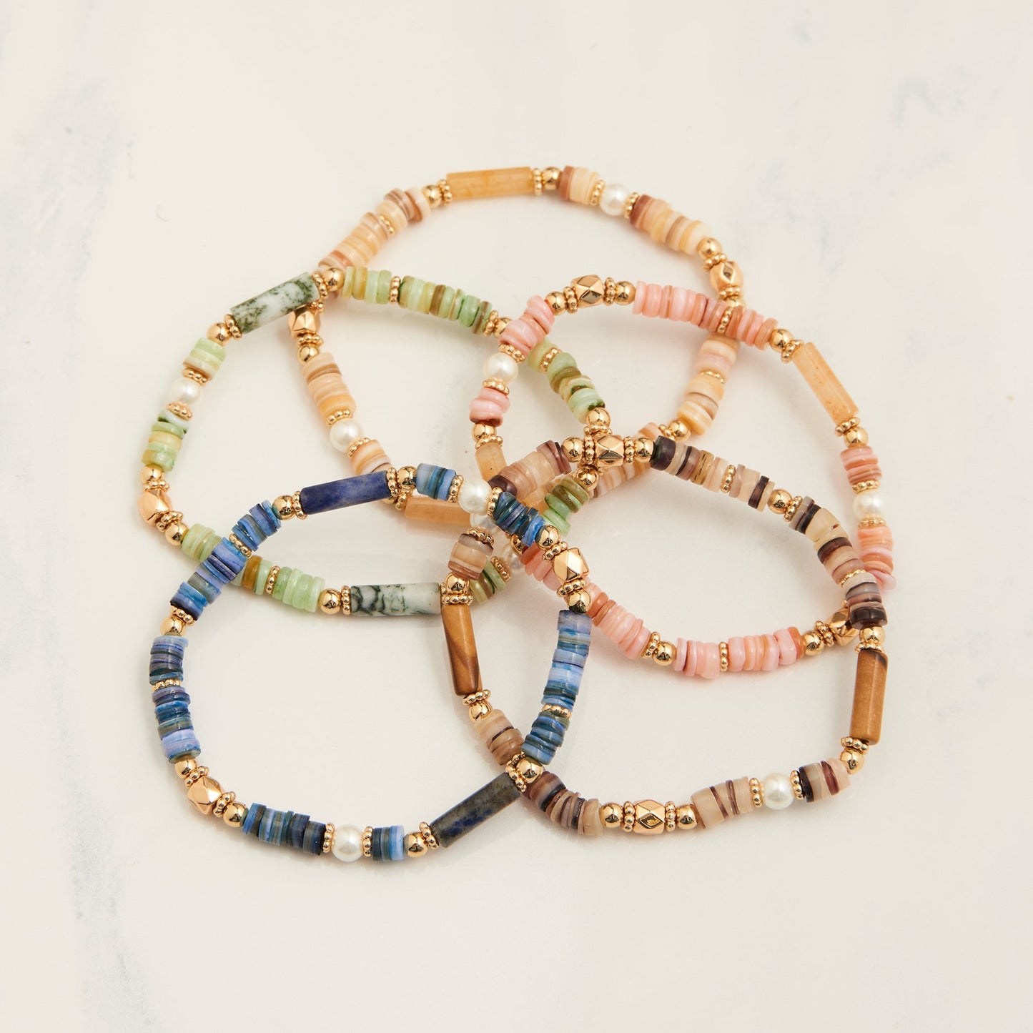 10 Piece Carys Genuine Stone Stretch Bracelet Assortment