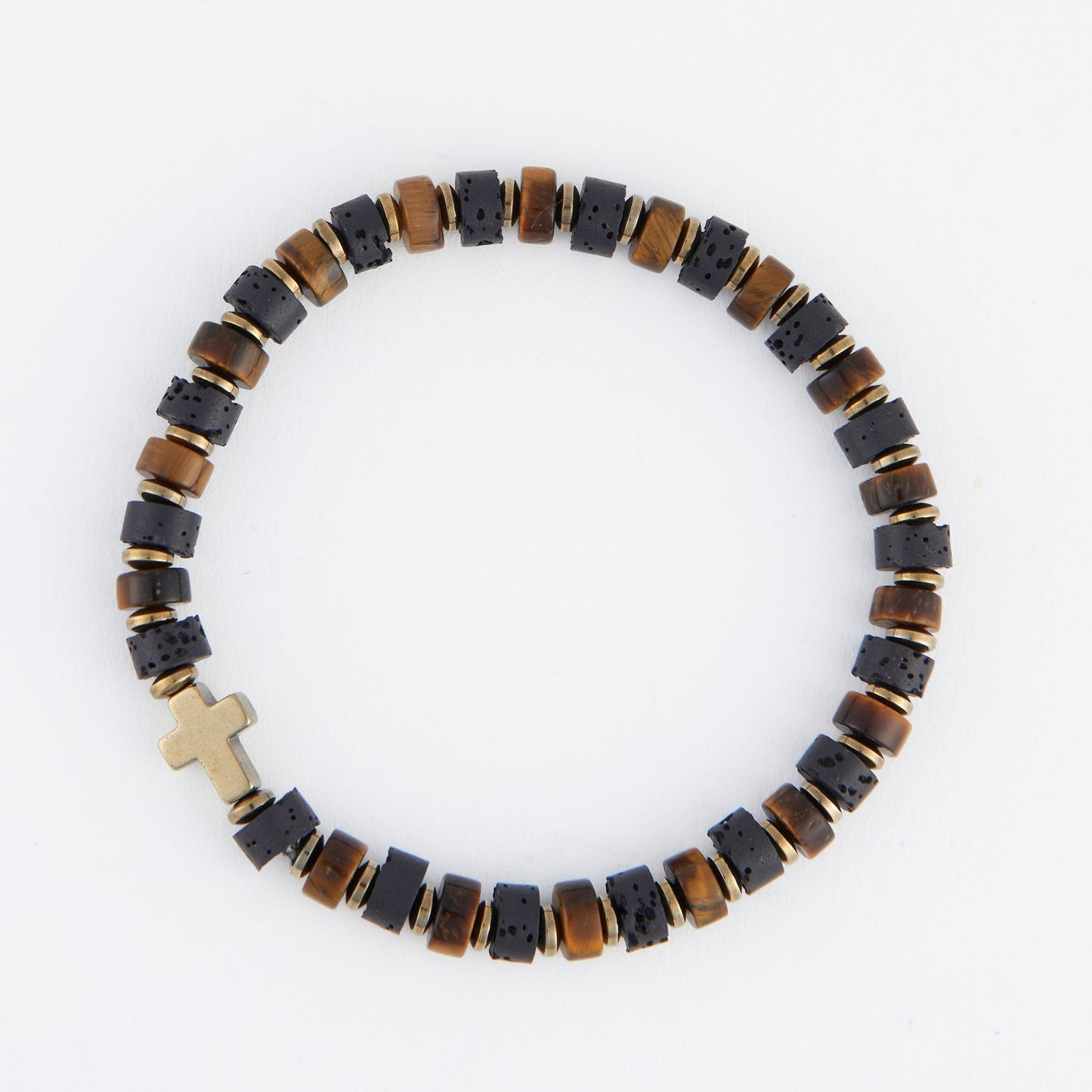 Sterling Beaded Cross Stretch Bracelet