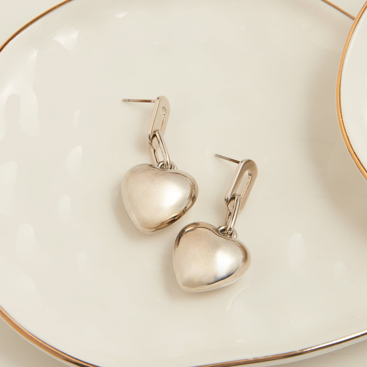 Kace Drop Link Heart Earrings