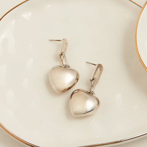 Kace Drop Link Heart Earrings