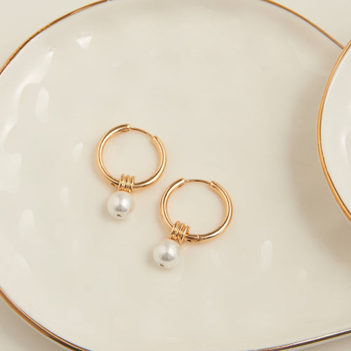 Nicola Pearl Hoop Earrings