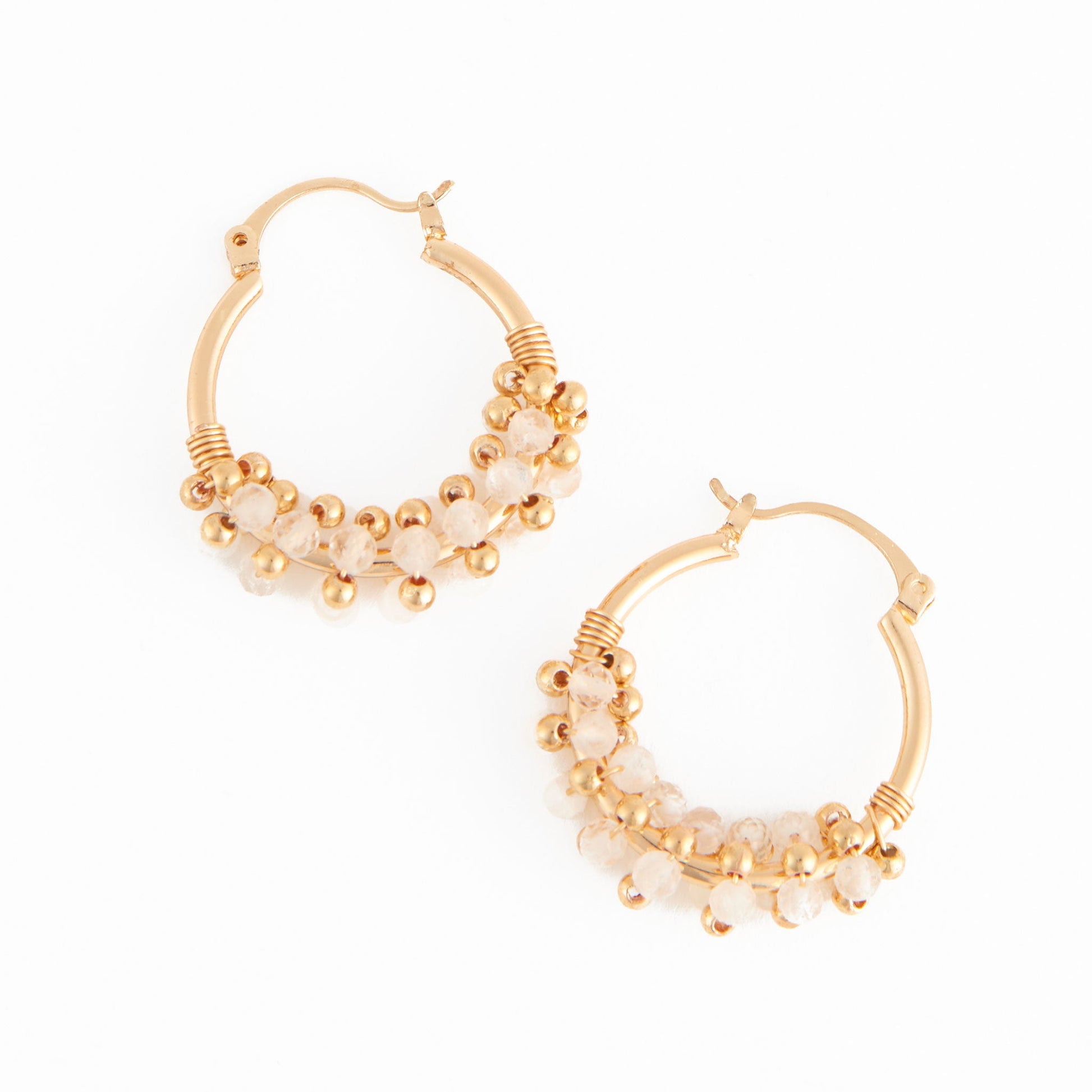 Shayne Genuine Quartz Beaded Hoop Earrings